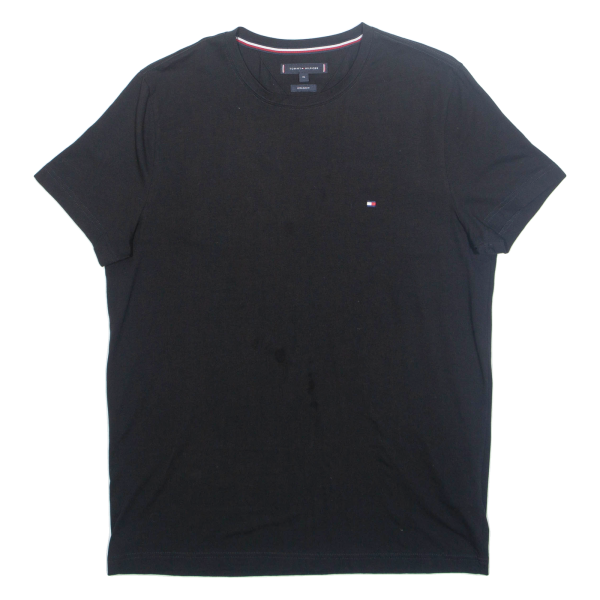 TOMMY HILFIGER Slim Fit Mens T-Shirt Black XL Hot on Sale