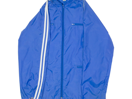 Mens Windbreaker Jacket Blue Nylon 90s Hooded S Cheap