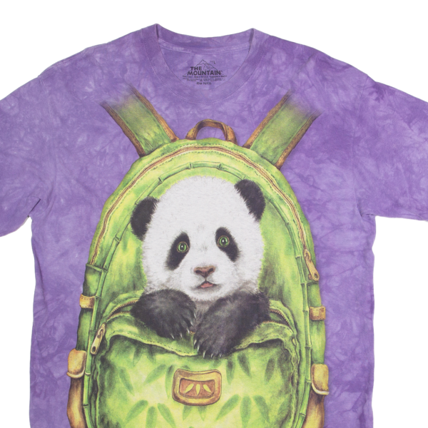 THE MOUNTAIN Panda Mens T-Shirt Purple L For Sale