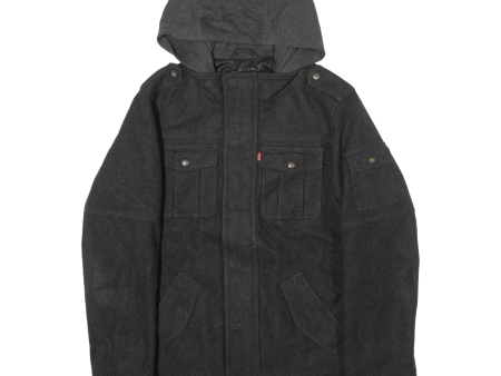 LEVI S Mens Coat Grey Wool Hooded S Online now