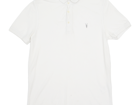 ALL SAINTS Mens Polo Shirt White L Fashion