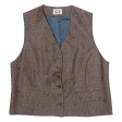 JERRY WILLIAMS Womens Blazer Waistcoat Brown Wool Floral UK 14 Fashion