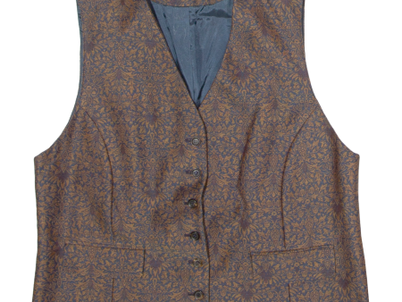 JERRY WILLIAMS Womens Blazer Waistcoat Brown Wool Floral UK 14 Fashion