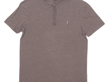 ALL SAINTS Mens Polo Shirt Brown M on Sale