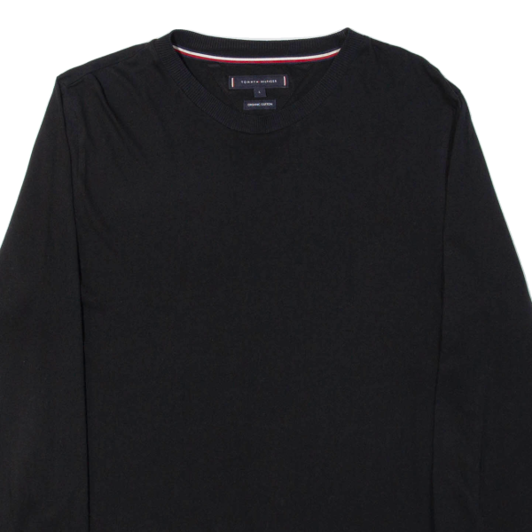 TOMMY HILFIGER Mens T-Shirt Black Long Sleeve L Cheap