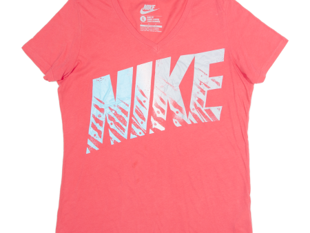 NIKE Womens T-Shirt Pink V-Neck L For Sale