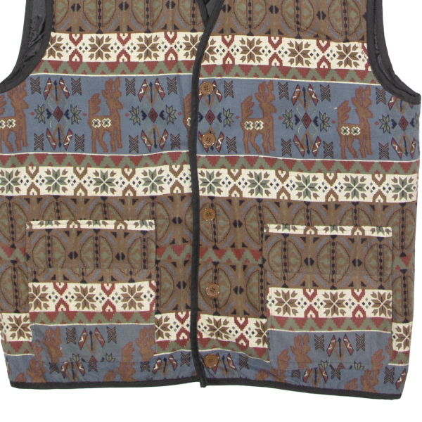 SPECTATOR Mens Gilet Brown Flannel 90s Fair Isle XL Supply