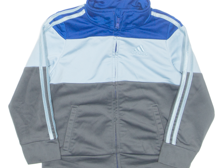 ADIDAS Boys Track Jacket Blue Striped 2Y For Cheap