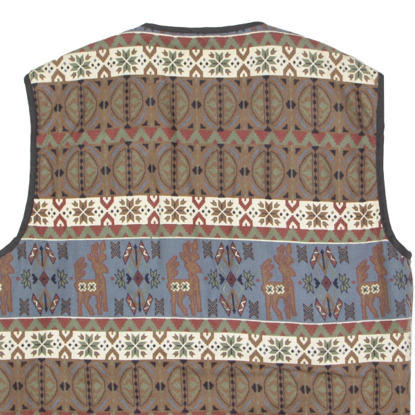 SPECTATOR Mens Gilet Brown Flannel 90s Fair Isle XL Supply