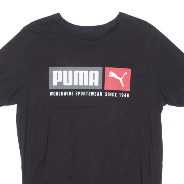 PUMA Mens T-Shirt Black Crew Neck L For Cheap