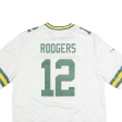 NIKE NFL Green Bay Packers 12 Rodgers Mens Jersey White USA V-Neck XL Fashion