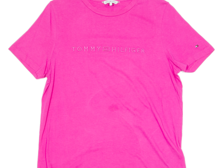 TOMMY HILFIGER Womens T-Shirt Pink Crew Neck L Online Sale