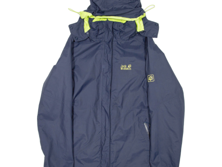 JACK WOLFSKIN Womens Rain Jacket Blue Hooded UK 14 Online