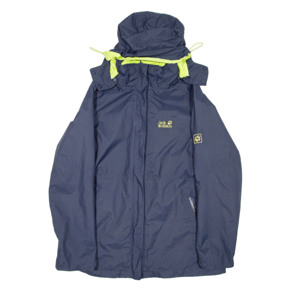 JACK WOLFSKIN Womens Rain Jacket Blue Hooded UK 14 Online