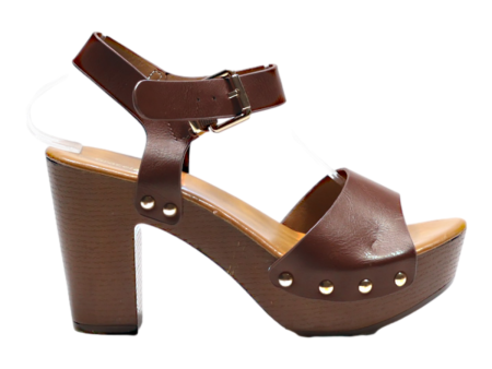 GRACELAND Block Heels Brown Leather Womens UK 5 Online