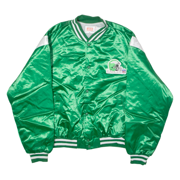 SWINGSTER Philadelphia Eagles Mens Bomber Jacket Green Satin Nylon 90s USA XL Hot on Sale