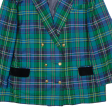 HELEN Womens Blazer Jacket Green Wool 90s Plaid UK 18 Cheap