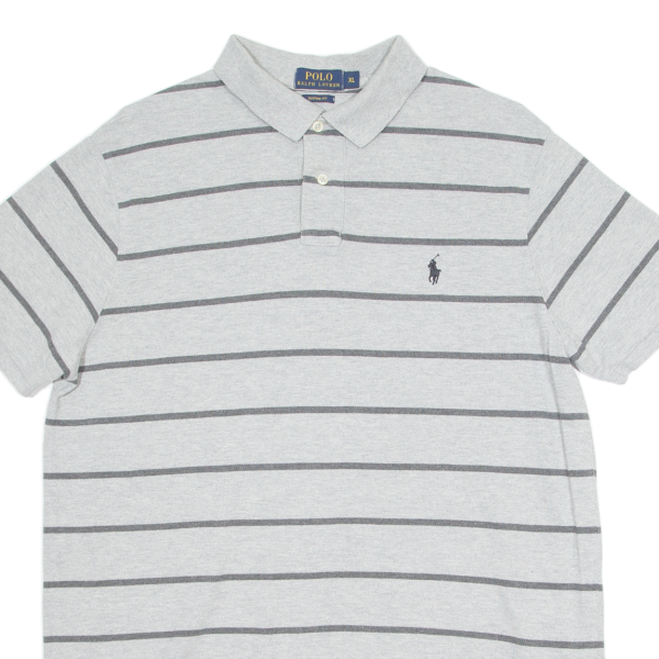 POLO RALPH LAUREN Custom Fit Mens Polo Shirt Grey Striped XL Online Sale