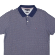 TOMMY HILFIGER Slim Fit Mens Polo Shirt Blue Spotted XL Cheap