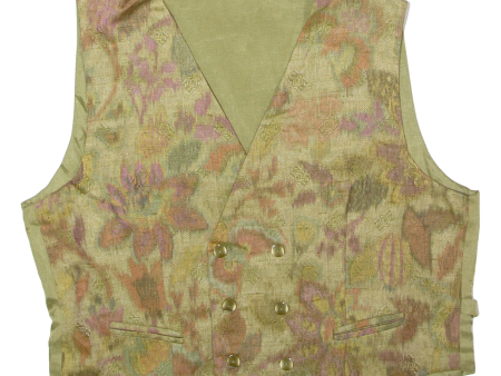 Mens Blazer Waistcoat Green 90s Floral XL Hot on Sale