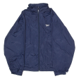 REEBOK Mens Rain Jacket Blue Nylon 90s Hooded L Fashion