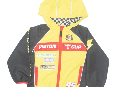 DISNEY Cars Lightning Mcqueen Boys Track Jacket Yellow Hooded 4Y Fashion