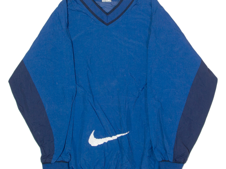 NIKE Womens Pullover Jacket Blue Nylon 90s Colourblock XL Sale