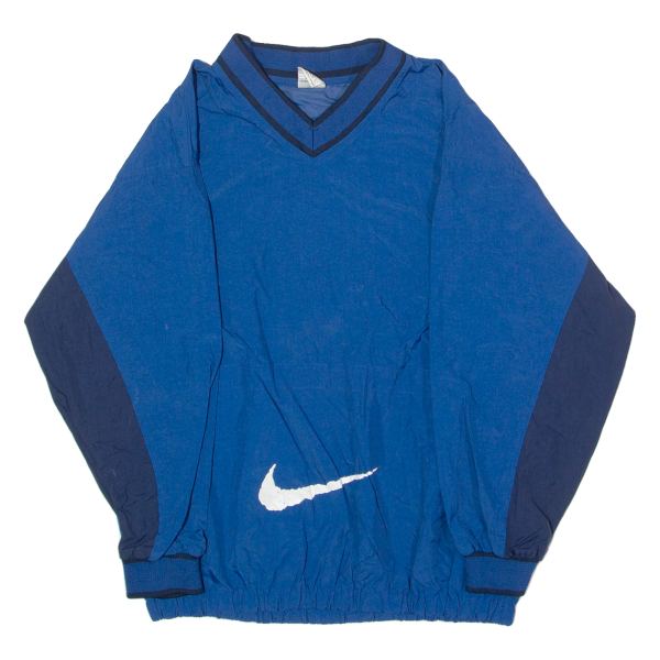 NIKE Womens Pullover Jacket Blue Nylon 90s Colourblock XL Sale