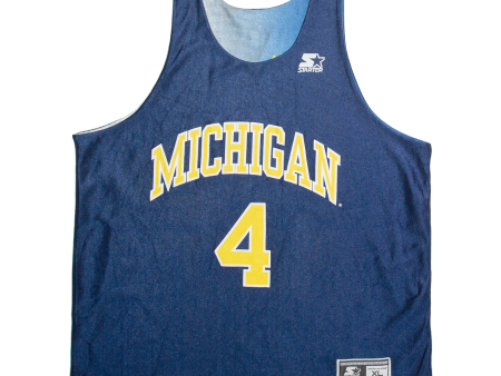 STARTER Reversible Michigan Mens Vest Blue Sleeveless USA XL Fashion