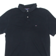 TOMMY HILFIGER Mens Polo Shirt Black L Online Hot Sale