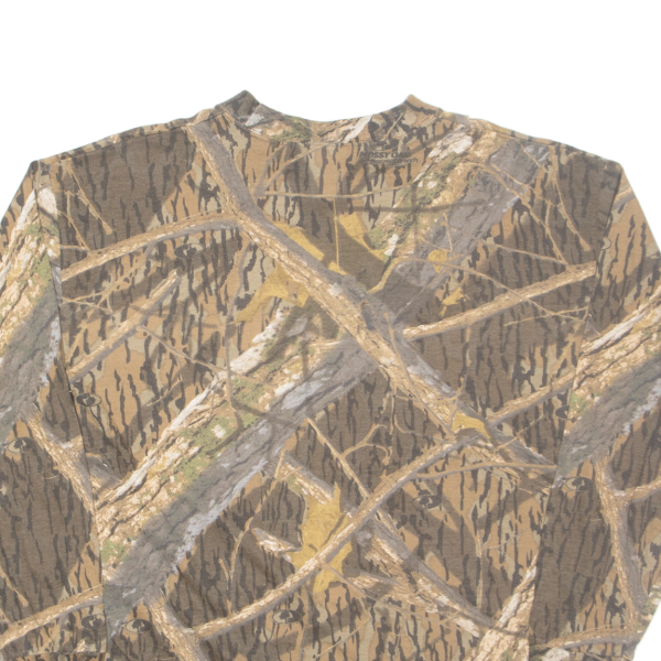 SHADOW BRANCH Woodland Camo Mens T-Shirt Brown Long Sleeve XL Online now