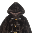 Faux Fur Girls Duffle Coat Brown Hooded 2-3Y on Sale