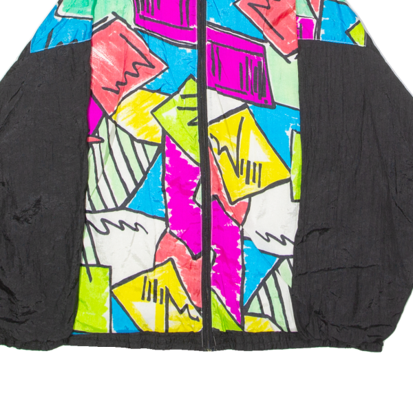 MURELI Womens Shell Jacket Black 80s Crazy Pattern XL For Sale