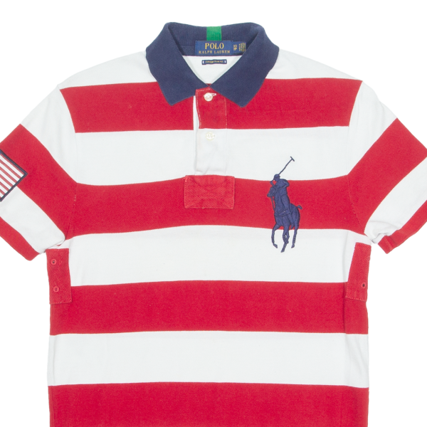 POLO RALPH LAUREN Custom Slim Fit Mens Polo Shirt Red Striped XS Hot on Sale