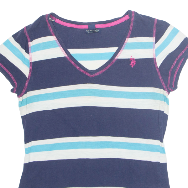 POLO RALPH LAUREN Striped Womens T-Shirt Blue V-Neck S on Sale