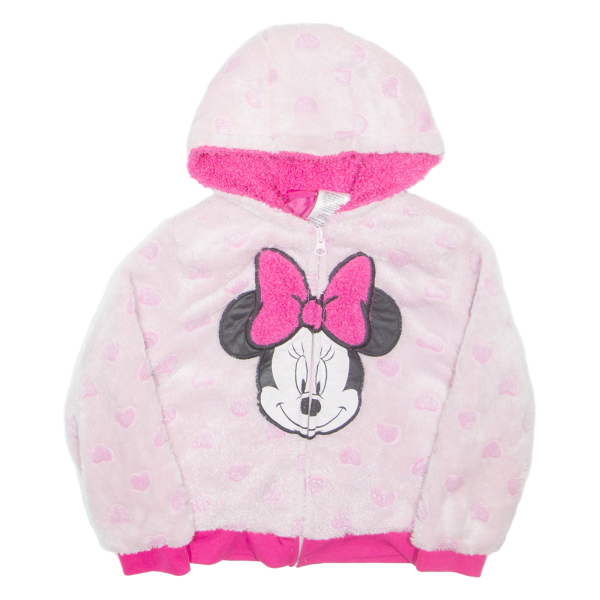 DISNEY Faux Fur Minnie Mouse Girls Jacket Pink Hooded 5Y on Sale