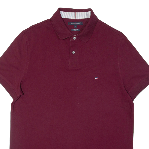 TOMMY HILFIGER Mens Polo Shirt Maroon L Discount