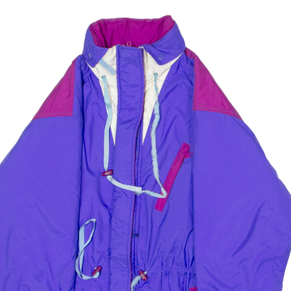 WOOLRICH Womens Ski Coat Purple 90s Hooded Colourblock XL Hot on Sale