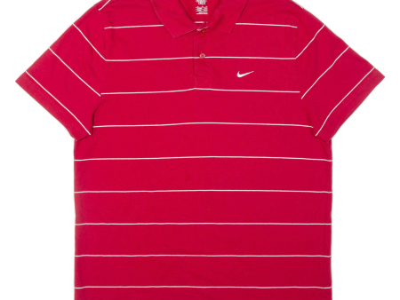 NIKE Mens Polo Shirt Red Striped XL Online