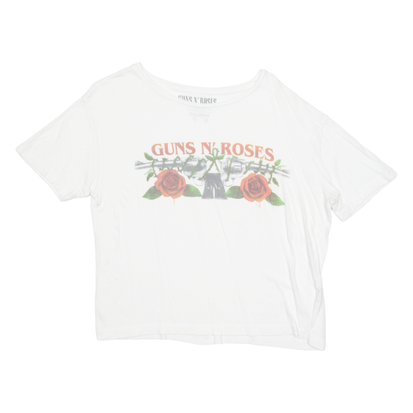 PULL & BEAR Guns N  Roses Womens Band T-Shirt White S Hot on Sale