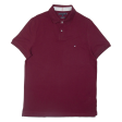 TOMMY HILFIGER Mens Polo Shirt Maroon L Discount