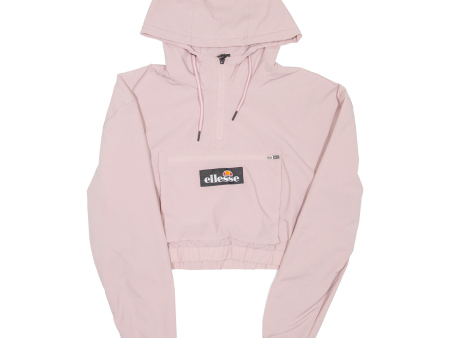 ELLESSE Cropped Womens Pullover Jacket Pink Nylon Hooded UK 6 Fashion