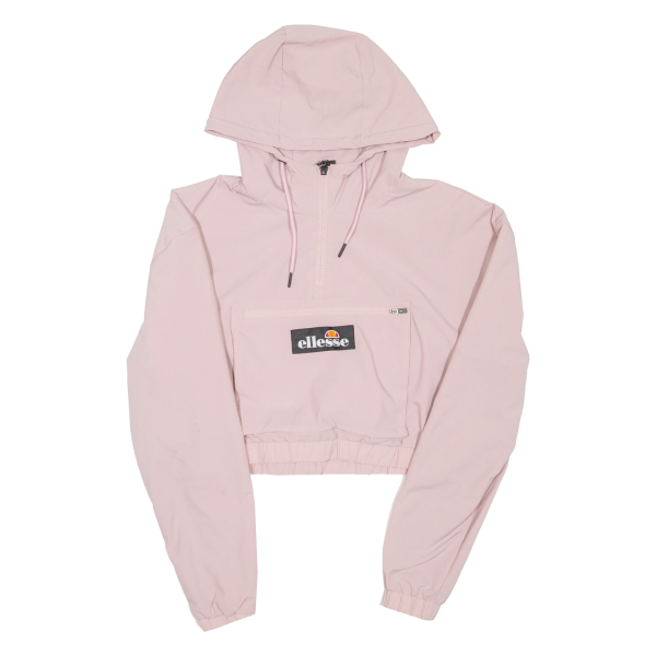 ELLESSE Cropped Womens Pullover Jacket Pink Nylon Hooded UK 6 Fashion