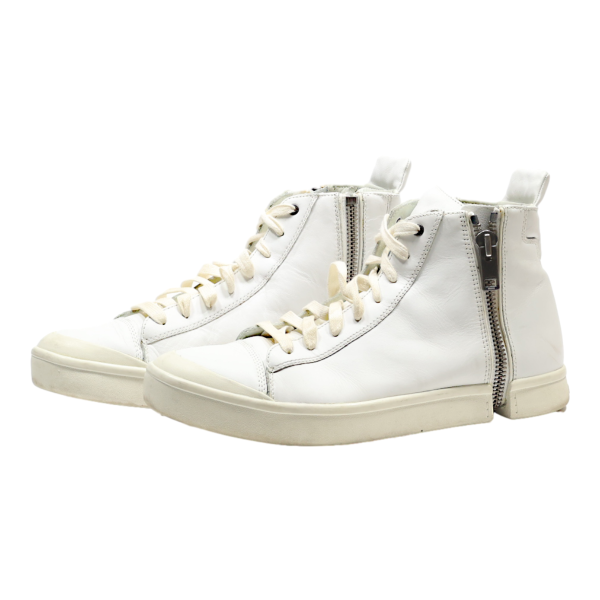 DIESEL High Top Trainers White Leather Mens UK 11.5 Online Sale