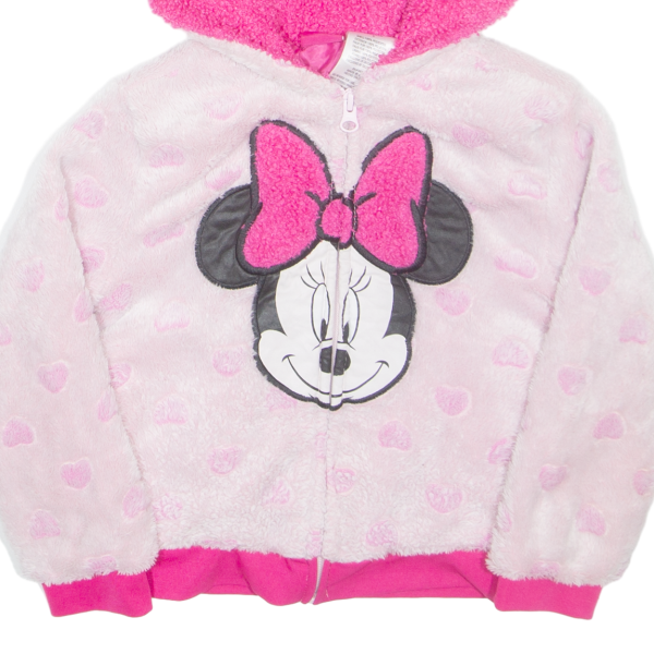 DISNEY Faux Fur Minnie Mouse Girls Jacket Pink Hooded 5Y on Sale