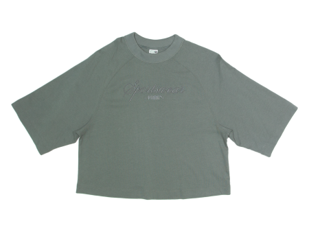 PUMA Crop Womens T-Shirt Grey Long Sleeve S Online now