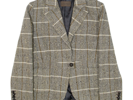 LOEWE Womens Blazer Jacket Green Knit Wool Herringbone L Discount