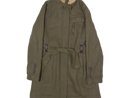 UGG Womens Trench Coat Green Wool L Online Sale