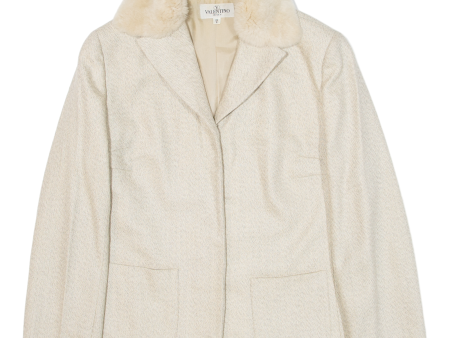 VALENTINO Miss V Womens Jacket Beige Knit Wool 90s M Online Hot Sale