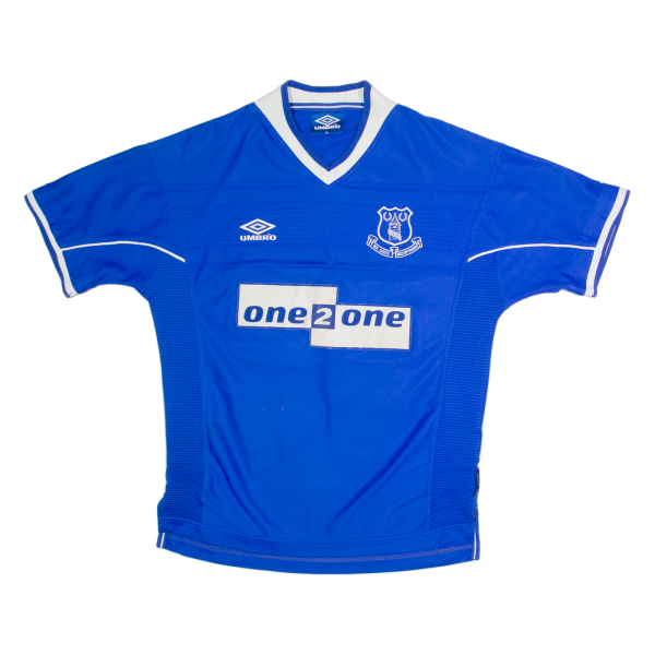 UMBRO Everton Mens Football Shirt T-Shirt Blue V-Neck M Fashion